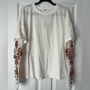 Free People Embroidered Tee